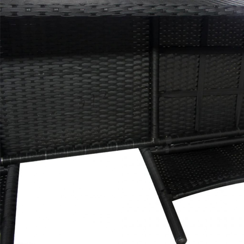Dwuosobowa sofa ogrodowa ze stolikiem, rattan PE, czarna