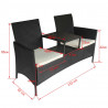 Dwuosobowa sofa ogrodowa ze stolikiem, rattan PE, czarna