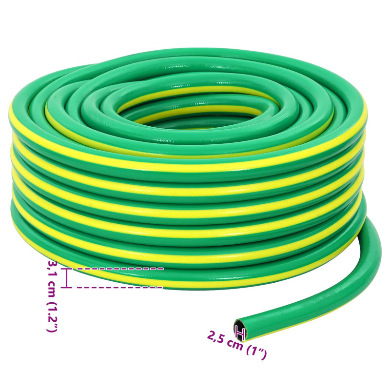 Wąż ogrodowy 5-warstwowy Zielony i Żółty 1" 10 m PVC