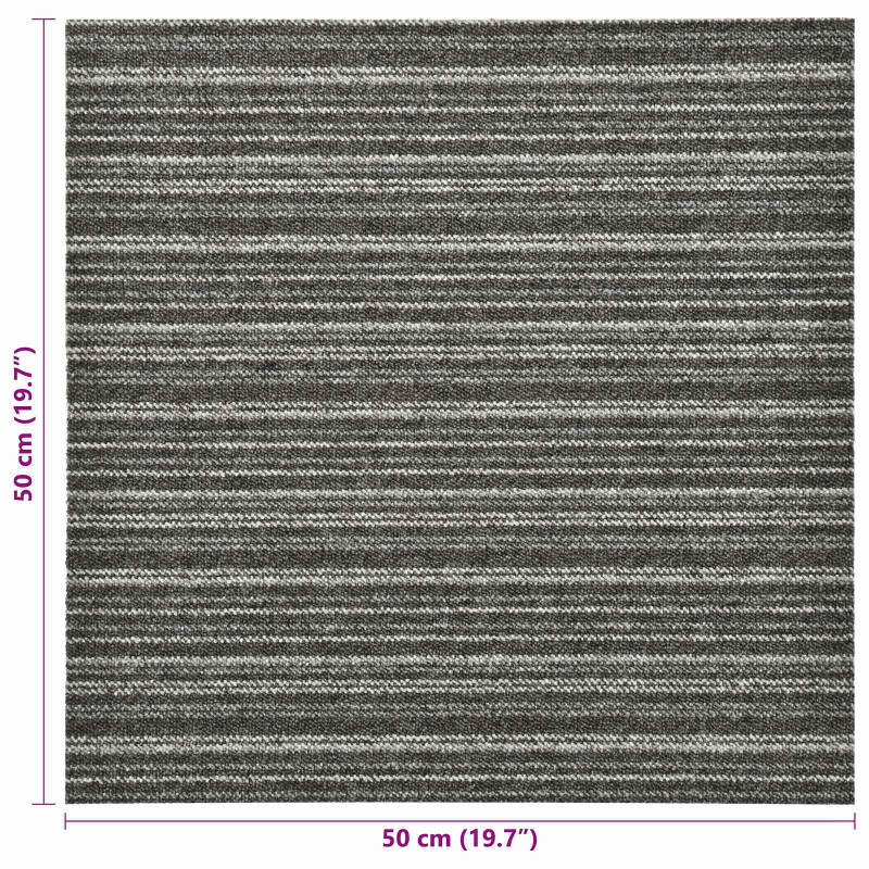 Dywan 20 pcs Antracytowy w paski 50 x 50 cm 100% polipropylen