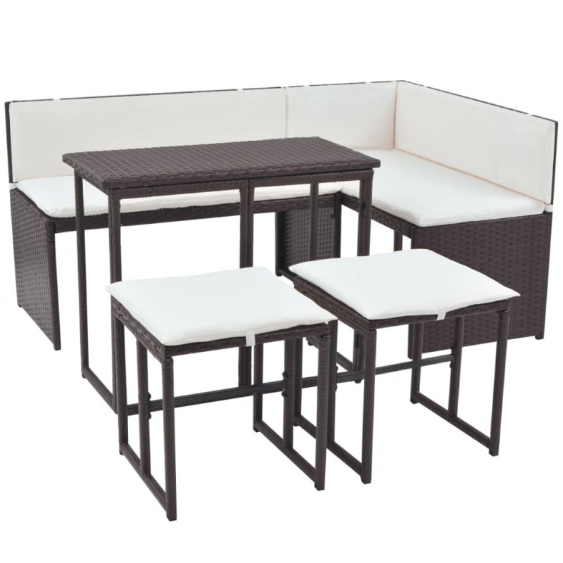 5-cz. zestaw mebli ogrodowych, stal, rattan PE, brąz