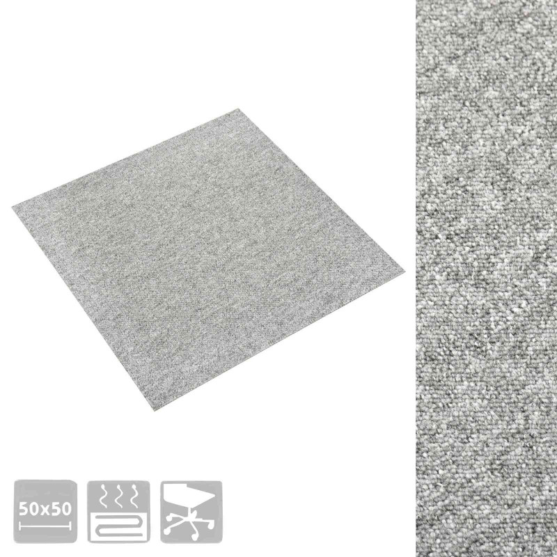 Dywan 20 pcs Jasnoszary 50 x 50 cm 100% polipropylen