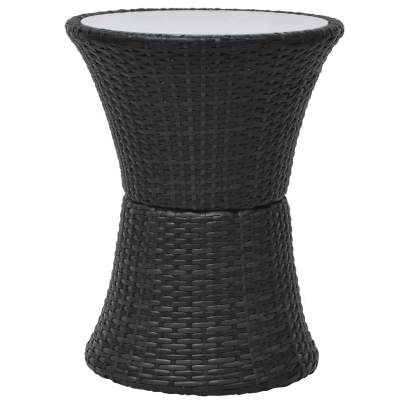3-cz. zestaw mebli bistro z poduszkami, rattan PE, czarny