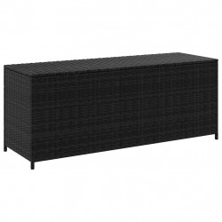 Skrzynia ogrodowa, czarna, 150 x 50 x 60 cm, rattan PE