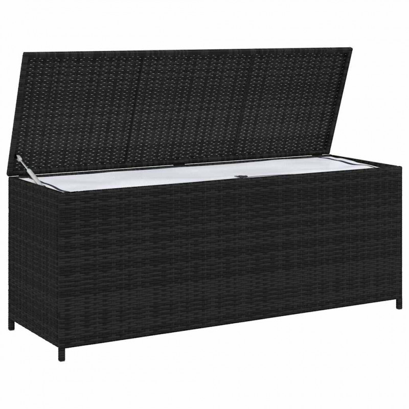 Skrzynia ogrodowa, czarna, 150 x 50 x 60 cm, rattan PE