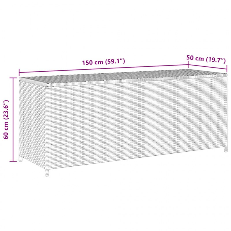 Skrzynia ogrodowa, czarna, 150 x 50 x 60 cm, rattan PE