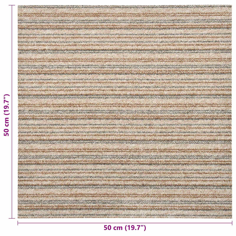 Dywan 20 pcs Beżowy w paski 50 x 50 cm 100% polipropylen