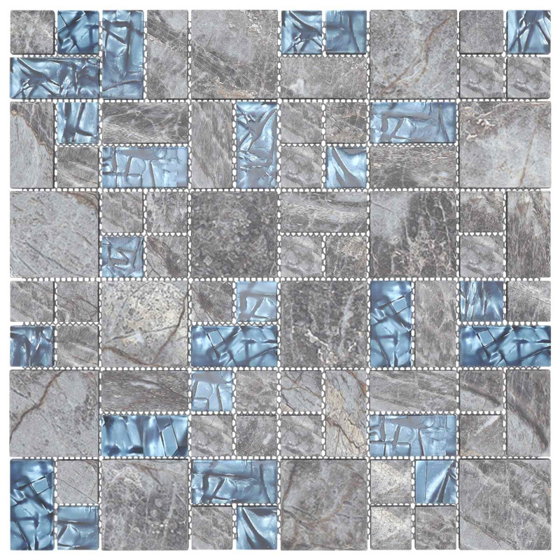 Płytki mozaikowe 11 pcs Szary i Niebieski 50 x 50 cm Szkło