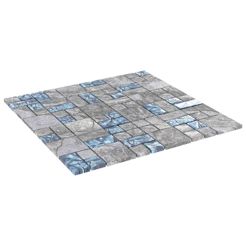 Płytki mozaikowe 22 pcs Szary i Niebieski 50 x 50 cm Szkło