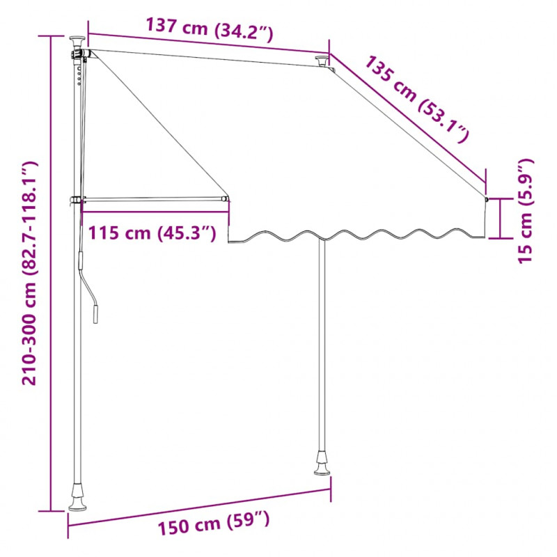Markiza zwijana ręcznie, 150 cm, żółto-niebieskie pasy