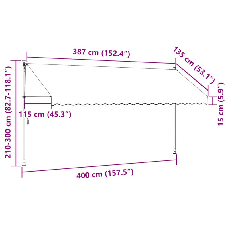Markiza zwijana ręcznie, 400 cm, żółto-niebieskie pasy