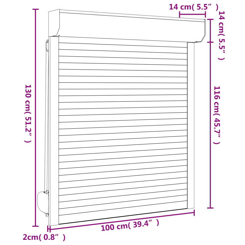 Roleta Biały 100 x 130 cm Aluminium i poliuretan