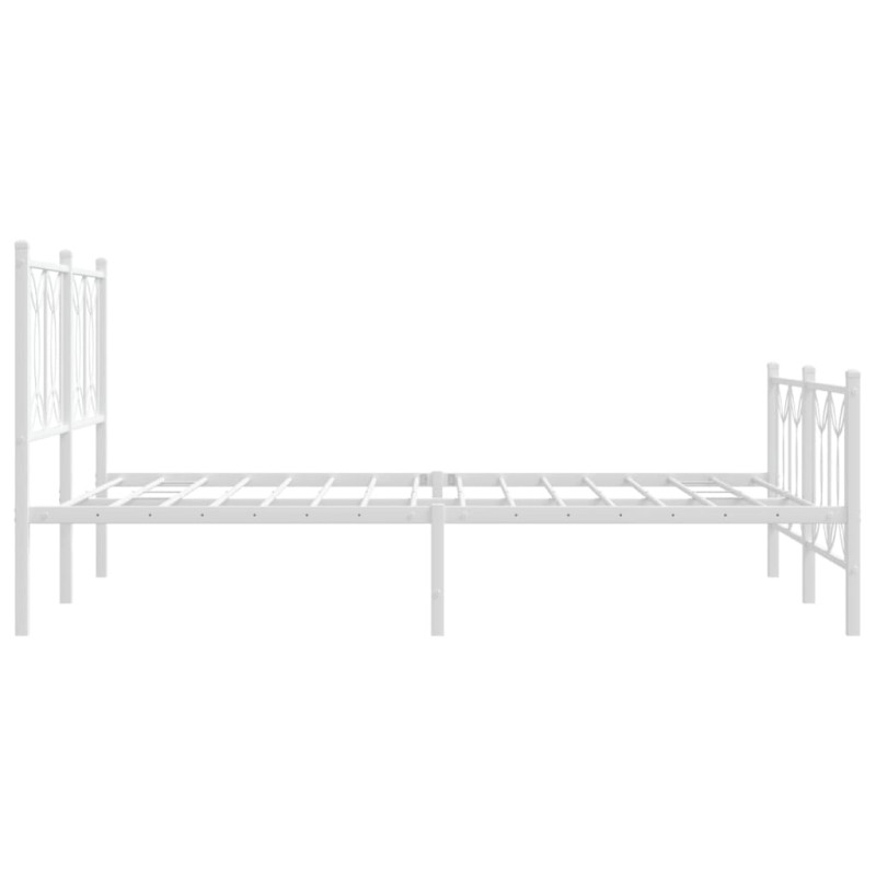 Metalowa rama łóżka z wezgłowiem i zanóżkiem, biała, 135x190 cm