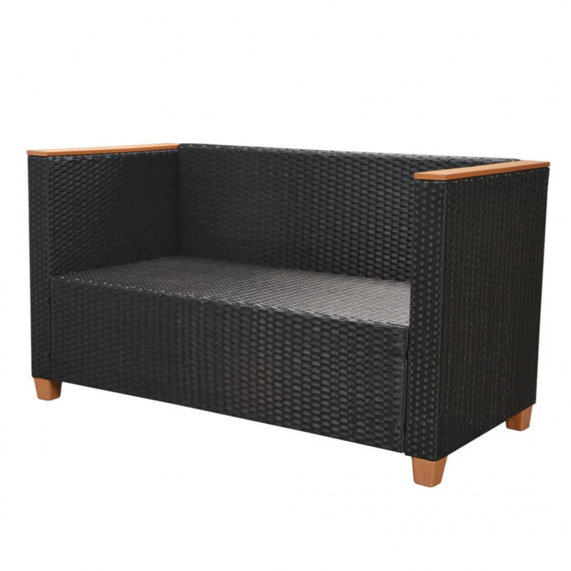 5-cz. zestaw mebli do ogrodu, poduszki, rattan PE, czarny