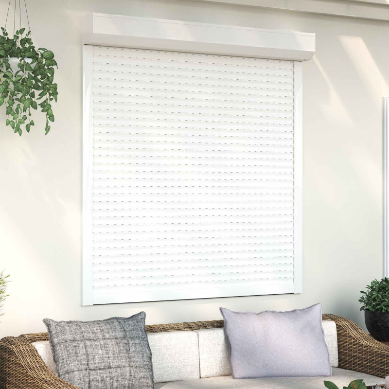 Roleta Biały 130 x 140 cm Aluminium i poliuretan