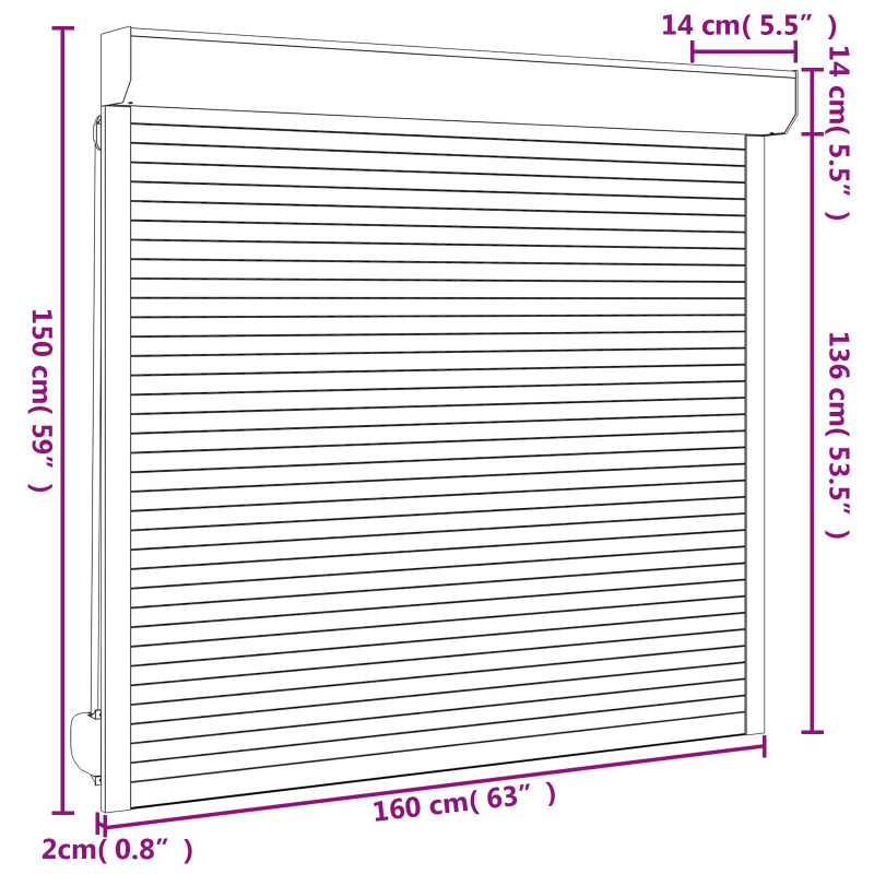 Roleta Biały 160 x 150 cm Aluminium i poliuretan