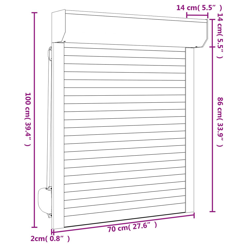 Roleta Antracyt 70 x 100 cm Aluminium i poliuretan