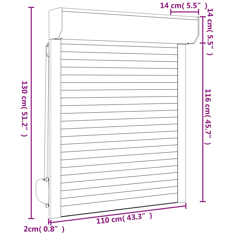 Roleta Antracyt 110 x 130 cm Aluminium i poliuretan