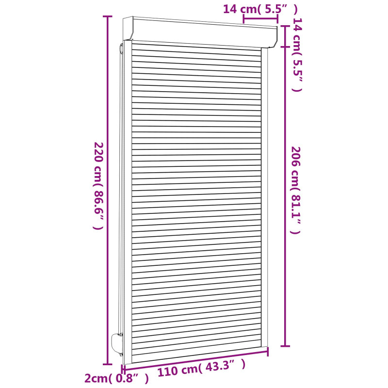Roleta Antracyt 110 x 220 cm Aluminium i poliuretan