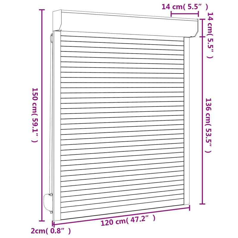 Roleta Antracyt 120 x 150 cm Aluminium i poliuretan