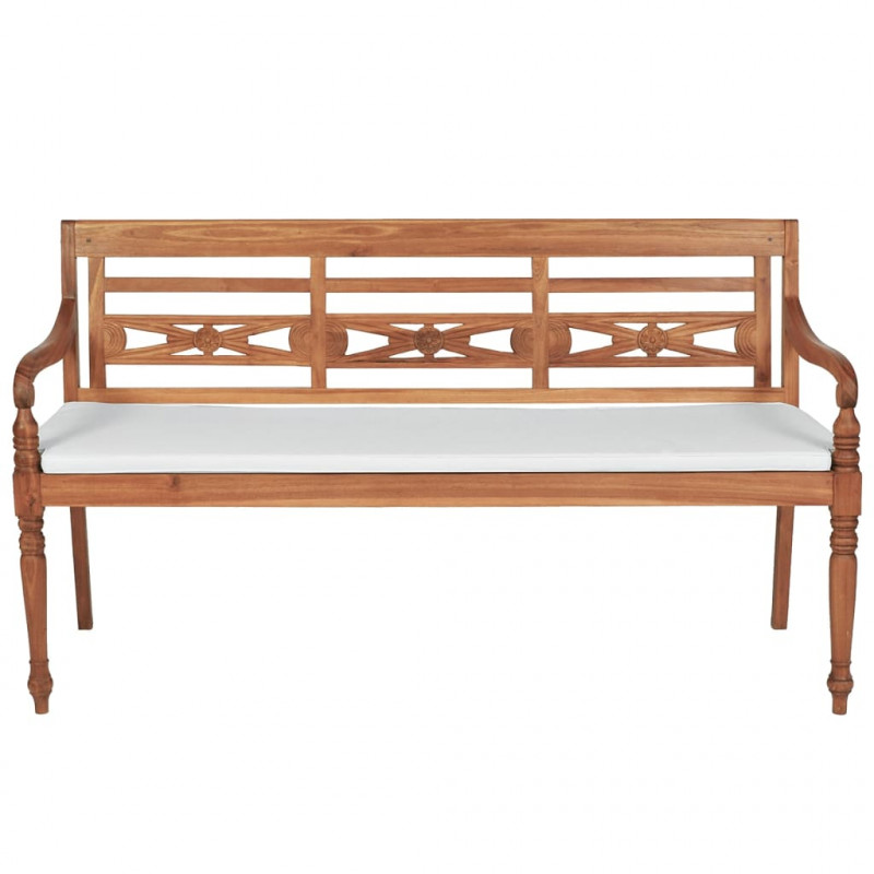 Ławka Batavia z poduszkami, 150 cm, drewno tekowe