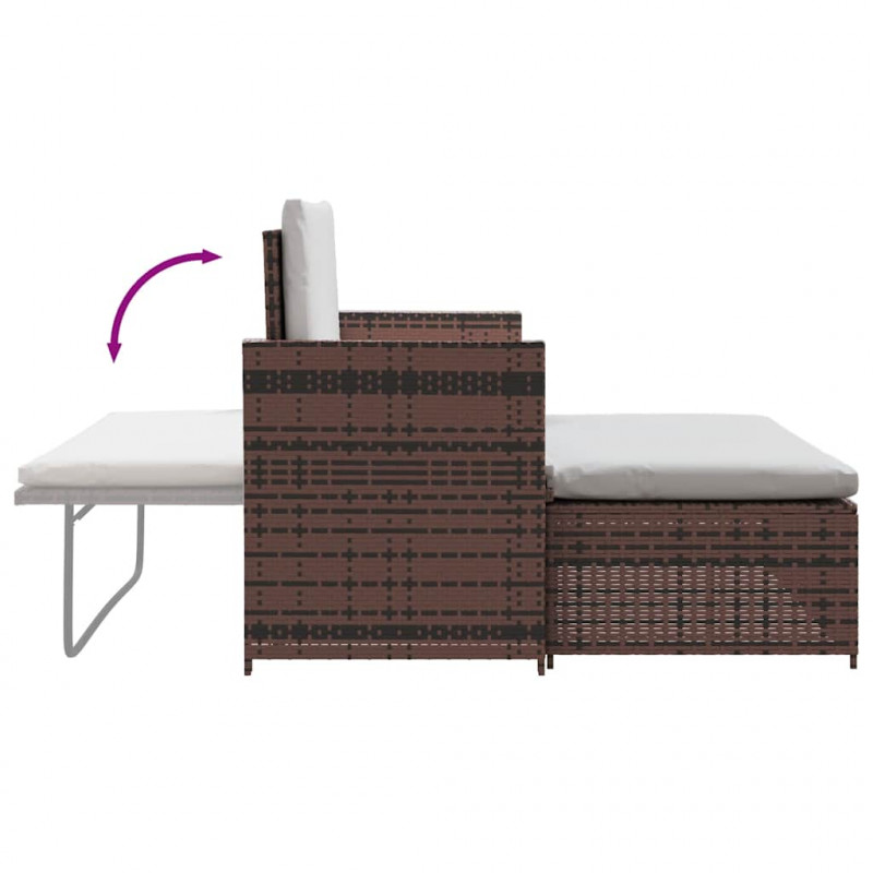 Sofa ogrodowa, rattan PE, brązowa