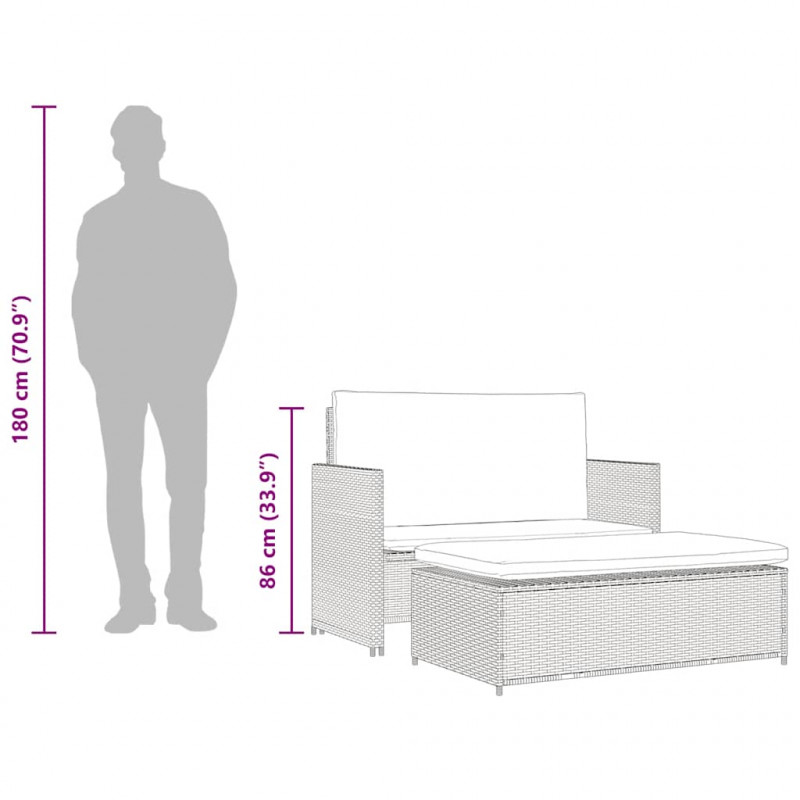 Sofa ogrodowa, rattan PE, brązowa