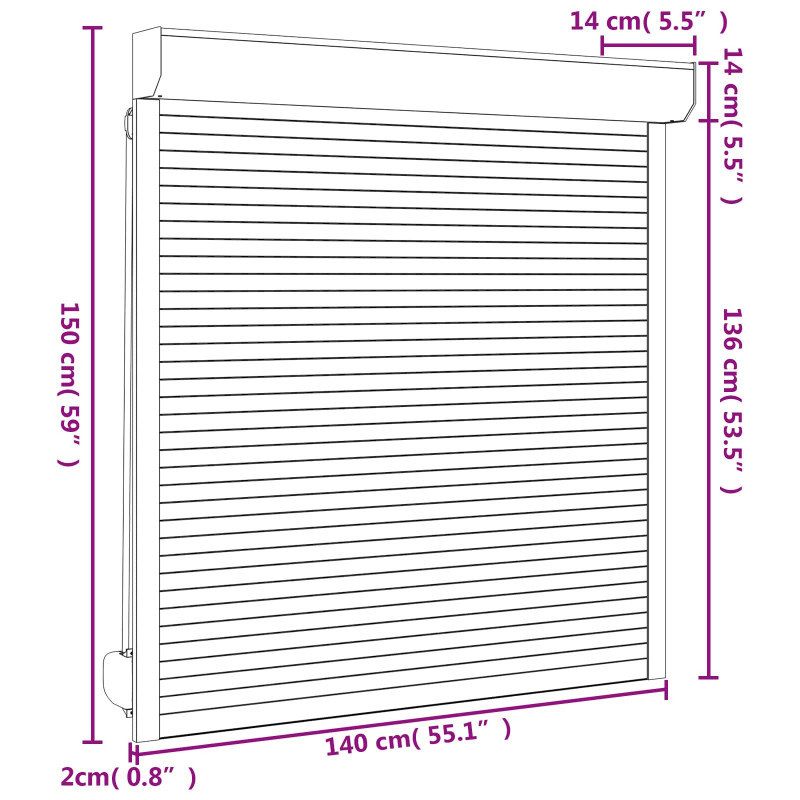 Roleta Antracyt 140 x 150 cm Aluminium i poliuretan