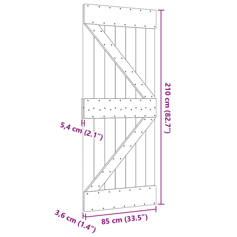 Drzwi NARVIK Naturalny 85 x 210 cm Lite Drewno Sosnowe