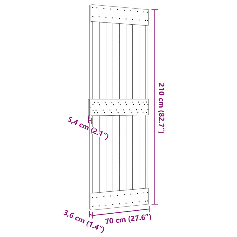 Drzwi NARVIK Naturalny 70 x 210 cm Lite Drewno Sosnowe