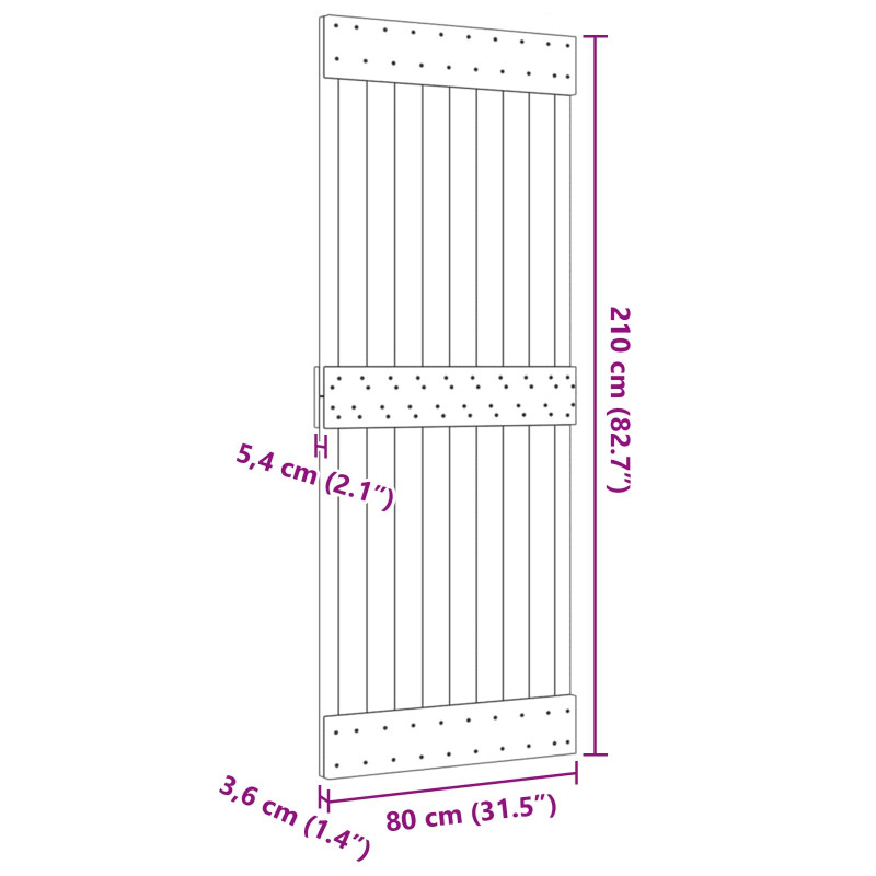 Drzwi NARVIK Naturalny 80 x 210 cm Lite Drewno Sosnowe