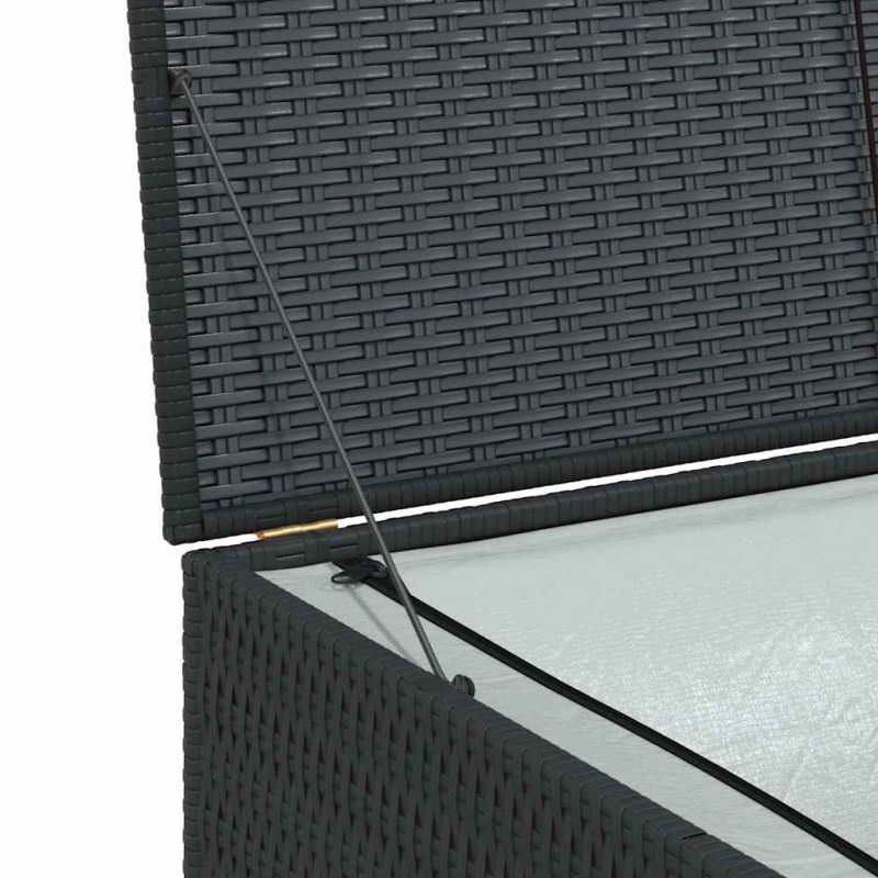 Skrzynia ogrodowa, czarna, 150 x 100 x 100 cm, rattan PE