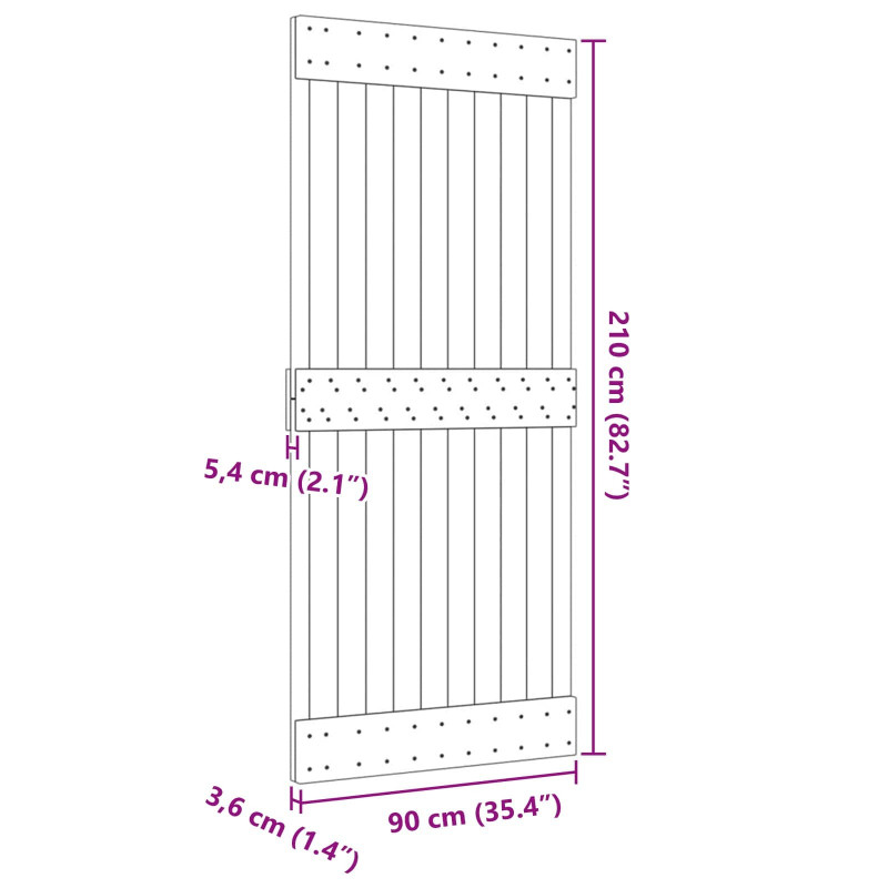 Drzwi NARVIK Naturalny 90 x 210 cm Lite Drewno Sosnowe