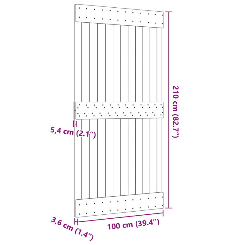 Drzwi NARVIK Naturalny 100 x 210 cm Lite Drewno Sosnowe