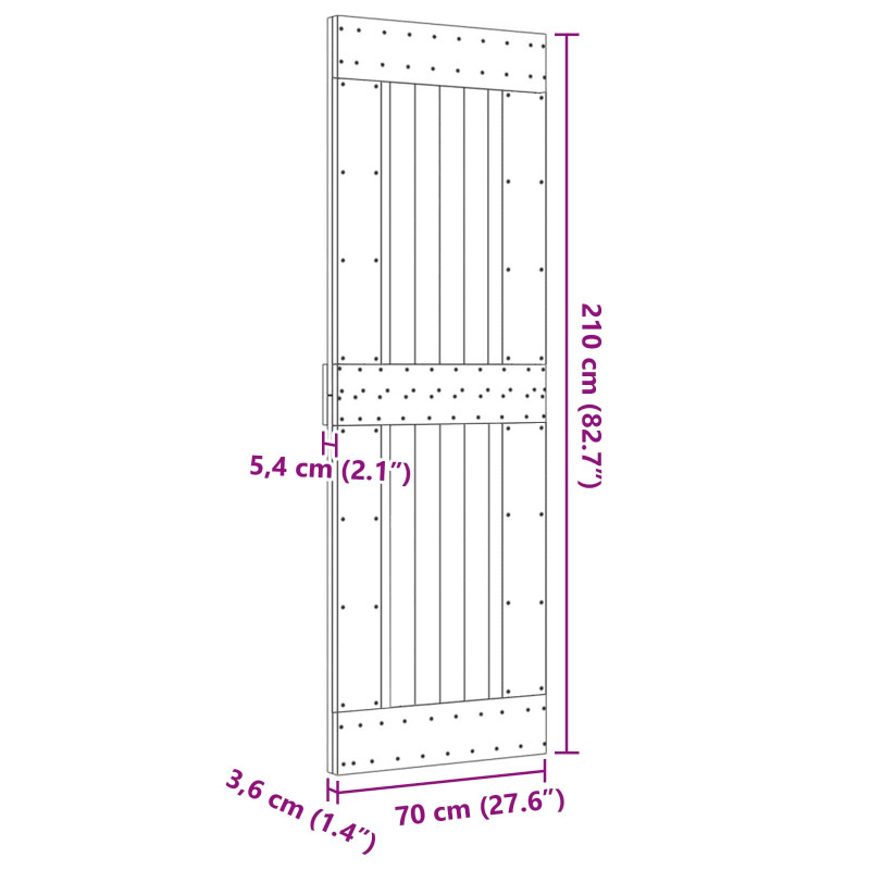 Drzwi NARVIK Naturalny 70 x 210 cm Lite Drewno Sosnowe