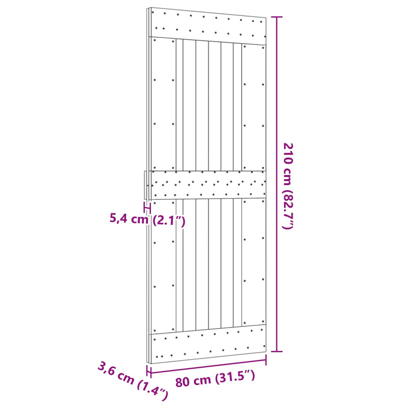 Drzwi NARVIK Naturalny 80 x 210 cm Lite Drewno Sosnowe