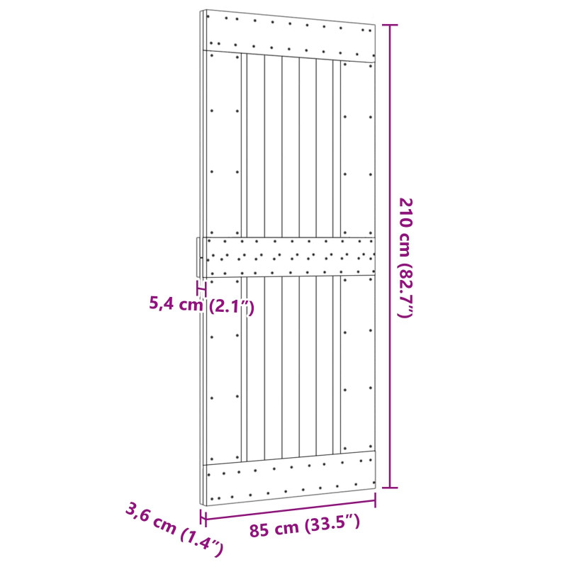 Drzwi NARVIK Naturalny 85 x 210 cm Lite Drewno Sosnowe