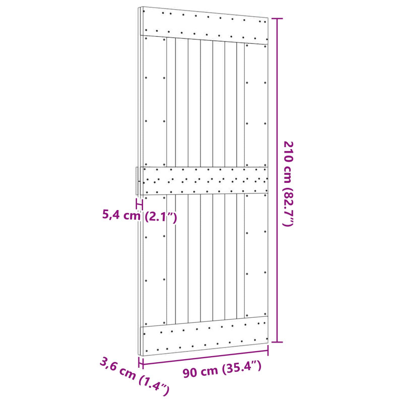 Drzwi NARVIK Naturalny 90 x 210 cm Lite Drewno Sosnowe