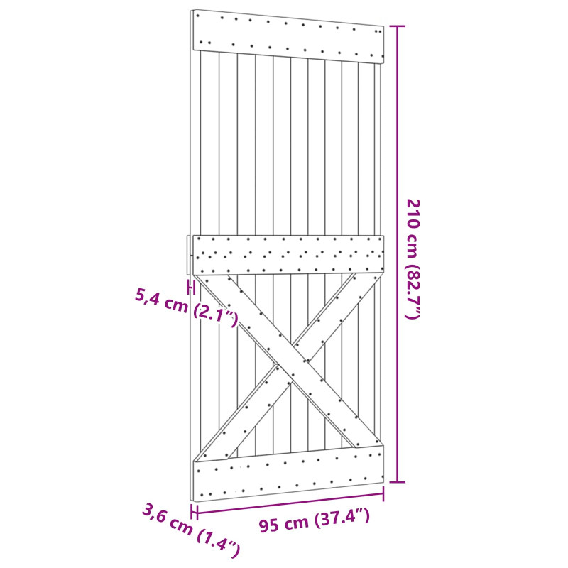 Drzwi NARVIK Naturalny 95 x 210 cm Lite Drewno Sosnowe