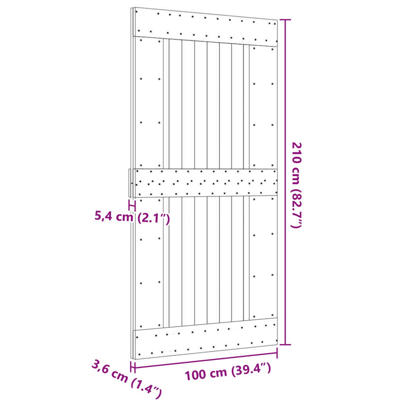 Drzwi NARVIK Naturalny 100 x 210 cm Lite Drewno Sosnowe