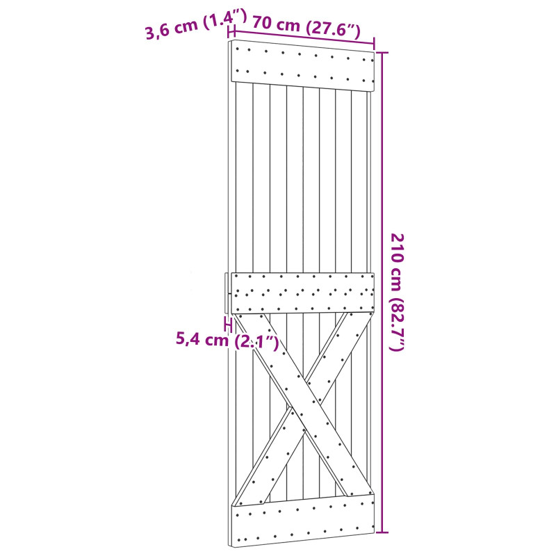 Drzwi NARVIK Naturalny 70 x 210 cm Lite Drewno Sosnowe