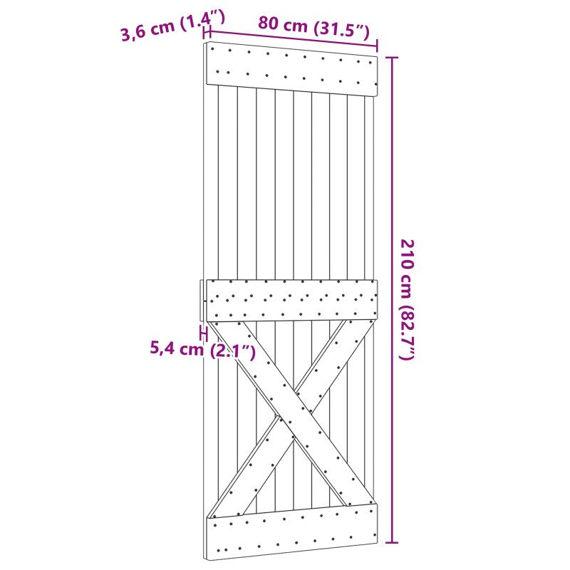 Drzwi NARVIK Naturalny 80 x 210 cm Lite Drewno Sosnowe