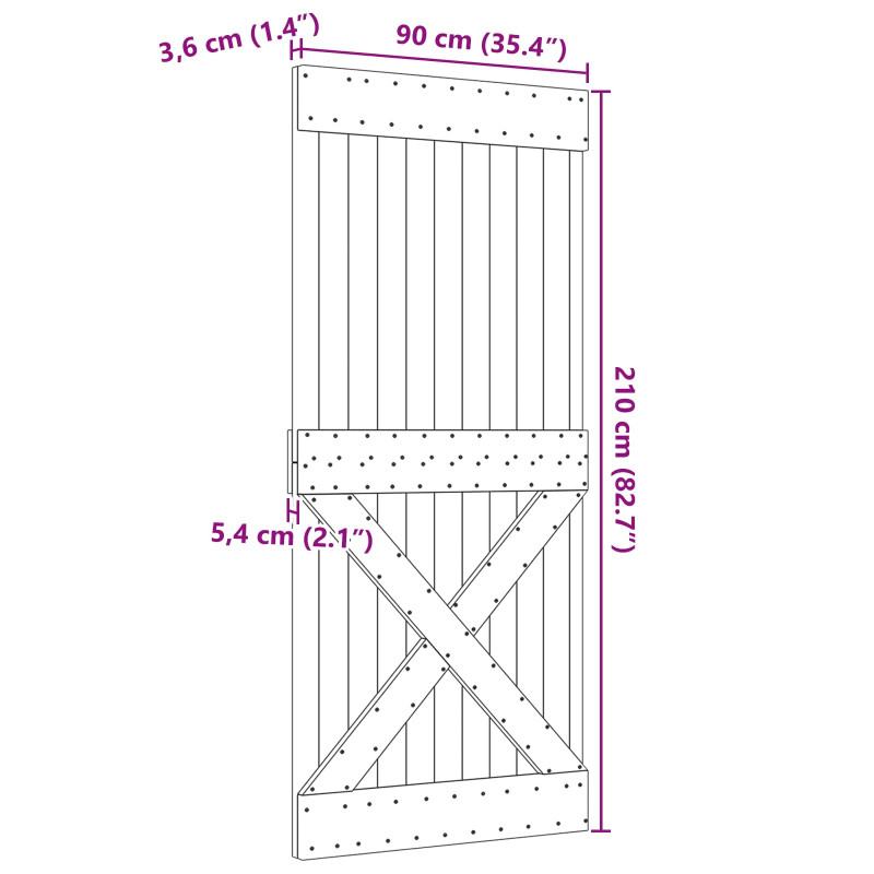 Drzwi NARVIK Naturalny 90 x 210 cm Lite Drewno Sosnowe