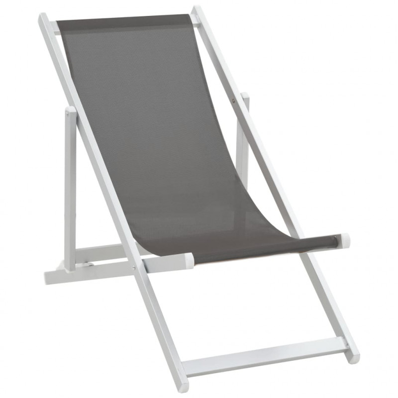 Składane krzesła plażowe, 2 szt., aluminium i textilene, szare