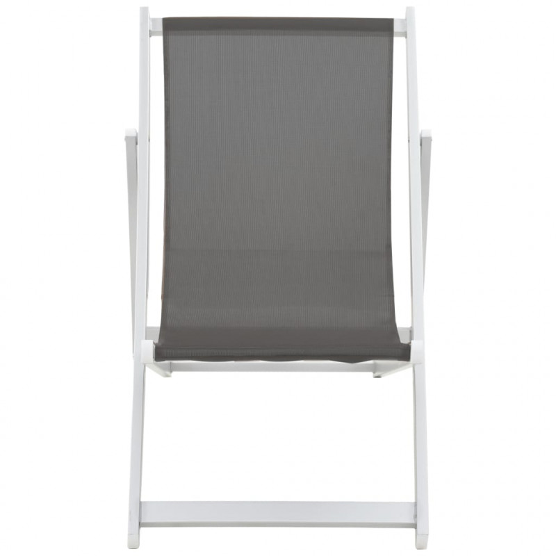 Składane krzesła plażowe, 2 szt., aluminium i textilene, szare