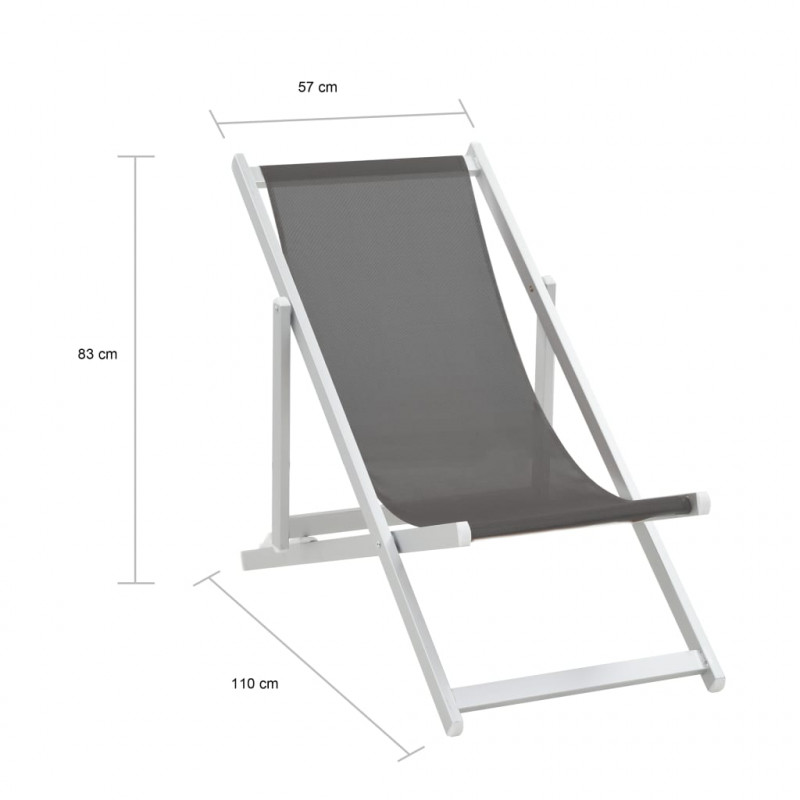 Składane krzesła plażowe, 2 szt., aluminium i textilene, szare