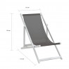 Składane krzesła plażowe, 2 szt., aluminium i textilene, szare