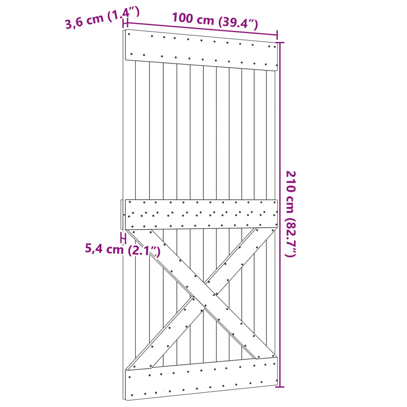 Drzwi NARVIK Naturalny 100 x 210 cm Lite Drewno Sosnowe