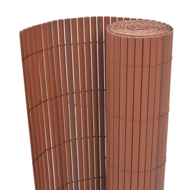 Dwustronne ogrodzenie ogrodowe, PVC, 90x500 cm, brązowe