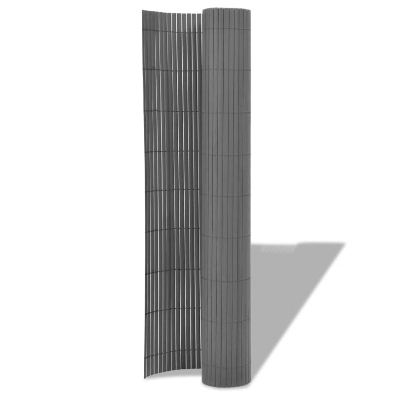 Dwustronne ogrodzenie ogrodowe, PVC, 150x500 cm, szare